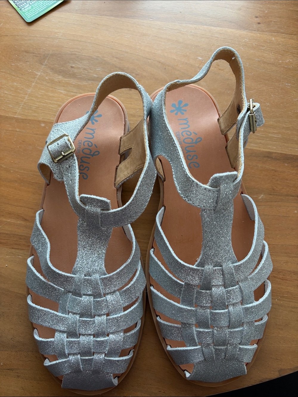 Meduse Silver Glitter Woven Slingback Sandals